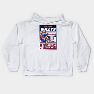 Get Your Willys Serviced Here - Vintage print Kids Hoodie